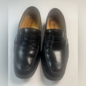 Johnston & Murphy Shoes Mens 8.5M Sheepskin Penny Loafer Black Leather 20-7795